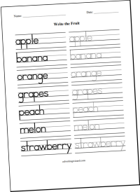 An example of a one-word worksheet you can make with the Writing Wizard.